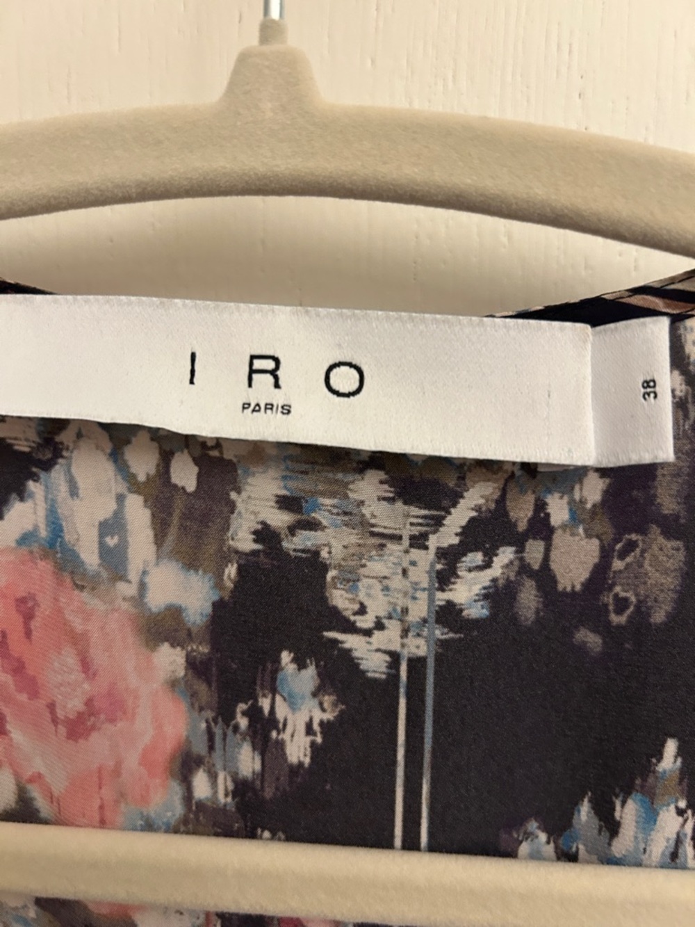 IRO Black Floral Wrap Midi Dress with Pink and Blue Accents - Picture 9 of 11